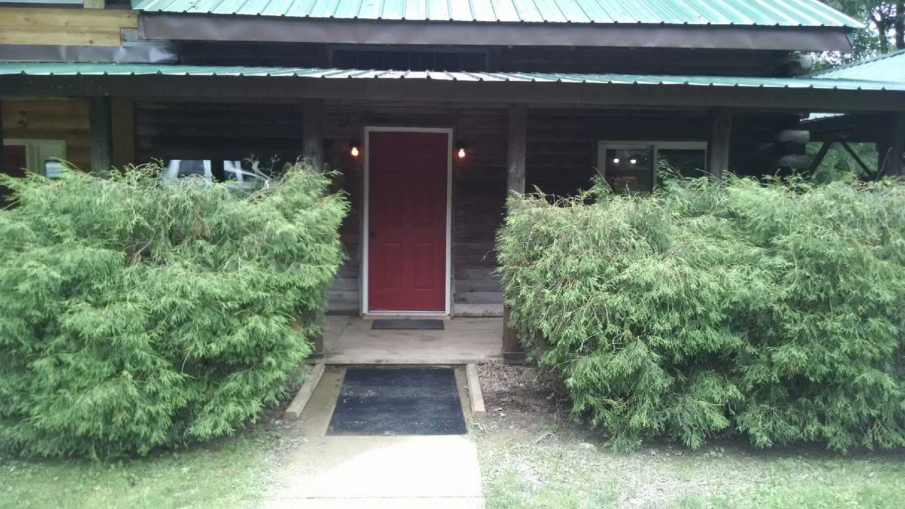 red front door, brushes